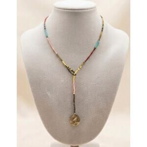 Handmade Vibrant Boho Seed Bead Bolo Lariat Drop Necklace